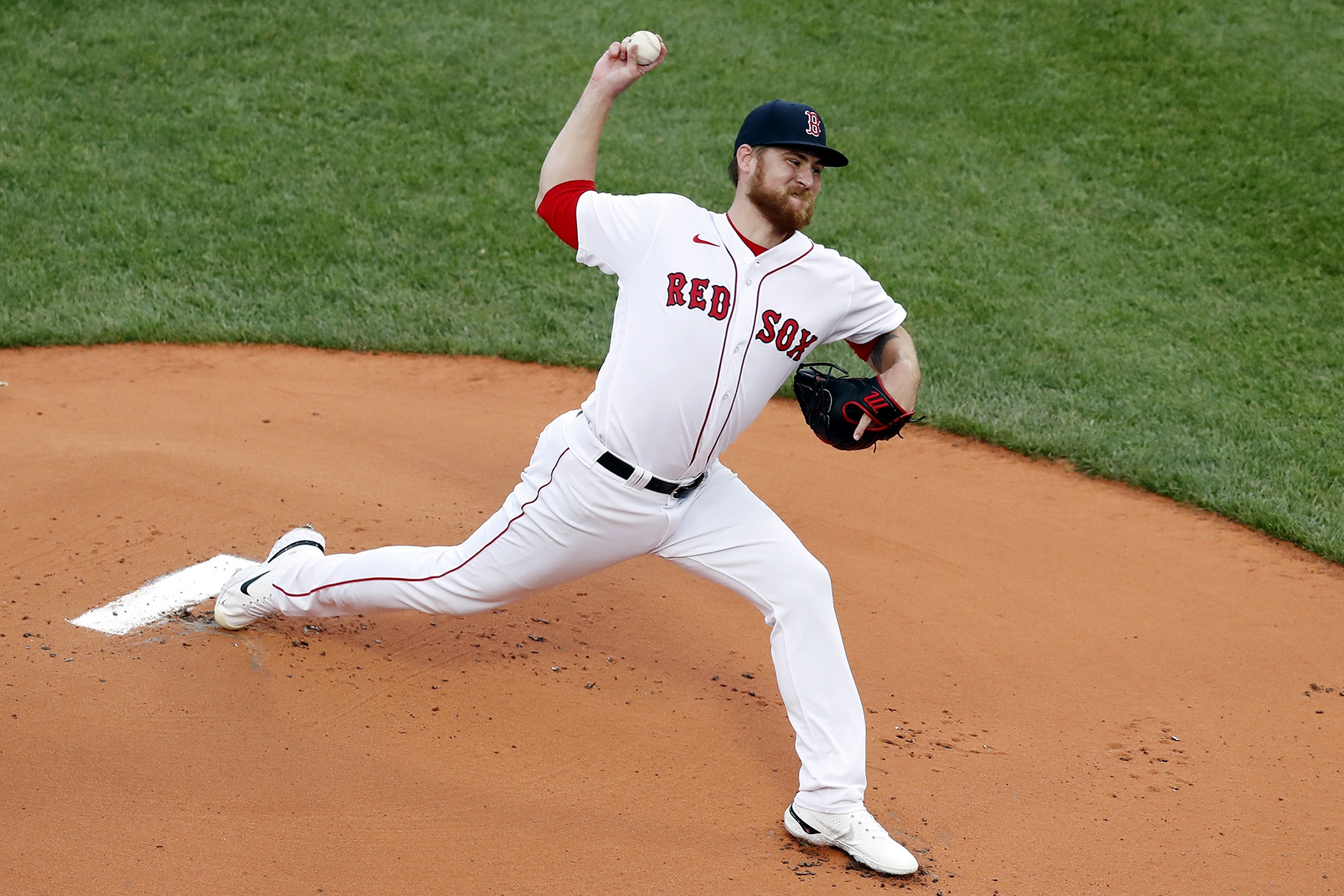 Boston Red Sox's Josh Winckowski pitches during the first inning of the second game of a baseball doubleheader against the Baltimore Orioles, Saturday, May 28, 2022, in Boston. (AP Photo/Michael Dwyer)