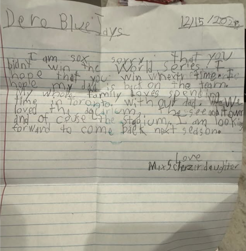 Lettre de fille de Scherzer